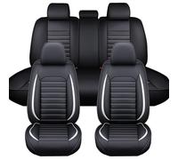 LICOME Housses de Siège Voiture pour Chevrolet Cobalt 2005-2010 Cruze 2011-2019, Ensemble Complet en Cuir, Couvre-Sièges Avant et Arrière, Protection Respirante Imperméable,C Black+White