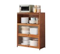 LICONG-2020 Armoire à Vaisselle Buffet de Cuisine à 3 Niveaux avec Portes vitrées et Compartiments Rangement for café thé, 80 cm