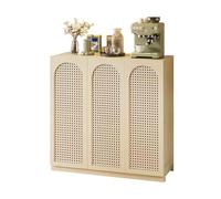 LICONG-2020 Armoire à Vaisselle Buffet de Cuisine rétro, Meuble Rangement for Salon, sur Pied, en rotin, Trois Portes, Blanc/Noir(Blanc)