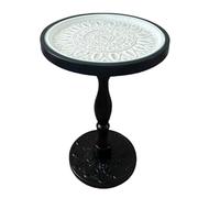 LICONG-2020 Table d'appoint Table Ronde Vintage sculptée en Verre, Table d'appoint de canapé, Basse Loisirs, Colonne Romaine(Noir,Grand)