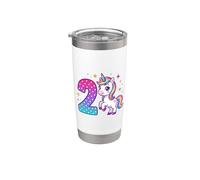 Licorne 2ème anniversaire pour filles, deux adorables 2 ans Gobelet isotherme en acier inoxydable double paroi