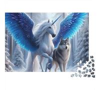 Licorne Ailée Bleue Puzzle pour Adultes Puzzle 1000 Pièces Loup de la Forêt Coffret Puzzle 1000 Pièces Papier Loisirs Détente Cadeau 70x50cm/1000pcs
