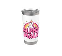 Licorne alpha mignonne drôle sarcastique humour ironique homme Gobelet isotherme en acier inoxydable double paroi