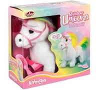 Tobar - 35406 - Peluche animée Licorne avec crinière arc en ciel à promener, Collection Animigos