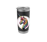 Licorne arc-en-ciel tolérance liberté amour LBGTQ+ CSD cheval Gobelet isotherme en acier inoxydable double paroi