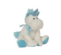 Licorne Assise Blanche Et Bleu 36cm - Peluche Enfant
