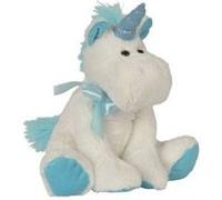 Licorne Assise Blanche Et Bleu 36cm - Peluche Enfant