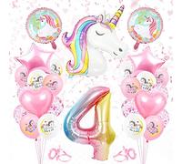 Licorne Ballon Anniversaire 4 an Fille, 1er Anniversaire, Filles Rose Énorme Licorne Ballon, 4 Numéro Ballon Licorne, Happy Birthday Decoration, Feuille Ballons Licorne pour Anniversaire Fille