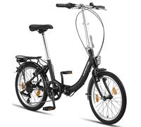 Licorne Bike Fold Premium Vélo pliant en aluminium 6 vitesses Dérailleur Shimano Système Quick-Fold Vélo pliable (frein en V, noir/anthracite)