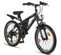 Licorne Bike Guide Vélo VTT haut de gamme pour filles, garçons, hommes et femmes Vélo avec dérailleur Shimano 21 vitesses, Garçon, Noir/bleu/citron vert, 20