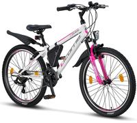 Licorne Bike Guide Premium Mountainbike Shimano,Couleur:Blanc/Rose;Pouce:24