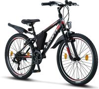 Un VTT pour tous ceux qui recherchent un compagnon pour le quotidien et le tout-terrain. [Noir/Rouge/Gris, 24]