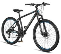 Licorne Bike Guide Premium VTT 29" - Fourche VTT avec freins à disque - Marque allemande de qualité - Pour adolescents et adultes (noir/bleu)