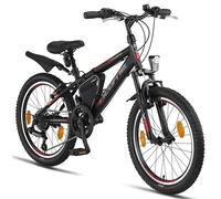 Licorne Bike Guide VTT de qualité supérieure de 20 pouces pour filles, garçons, hommes et femmes, 18 vitesses (noir/rouge/gris, 20")