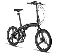 Licorne Bike Phoenix 2D Cross Vélo pliant en aluminium 20 pouces Frein à disque Vélo pliant Homme Femme Dérailleur 7 vitesses Vélo pliant urbain Cadre alu (Roues Mag, Noir/Or)