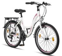 Licorne Bike Premium City Bike 24 pouces - Vélo pour filles, garçons, hommes et femmes - Dérailleur Shimano 21 vitesses - Vélo hollandais - Stella Bike - Blanc