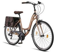 Licorne Bike Stella Plus Premium City Bike en aluminium 28" pour filles, garçons, hommes et femmes, 21 vitesses, vélo hollandais (28", doré)