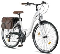 Licorne Bike Stella Plus Premium City Bike en aluminium 26" et 28" pour filles, garçons, hommes et femmes - 21 vitesses - Vélo hollandais StVZO (blanc, 28")