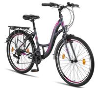 Licorne Bike Stella Premium City Bike 24,26 et 28 pouces - Vélo pour filles, garçons, hommes et femmes - 21 vitesses - Vélo hollandais Citybike (Anthracite, 26,00)