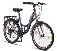 Licorne Bike Stella Premium City Bike 24,26 et 28 pouces - Vélo pour filles, garçons, hommes et femmes - 21 vitesses - Vélo hollandais Citybike (Anthracite, 24.00)