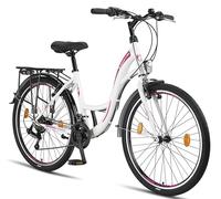 Licorne Bike Stella Premium City Bike de 24,26 et 28", Vélo pour filles, garçons, hommes et femmes, 21 vitesses, vélo de ville hollandais (blanc, 26,00)