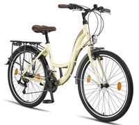 Licorne Bike Stella Premium City Bike de 24,26" et 28", Vélo pour filles, garçons, hommes et femmes, 21 vitesses, Vélo de ville hollandais (beige, 26,00)