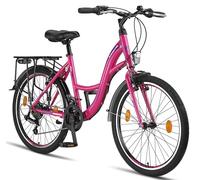 Licorne Bike Stella Premium City Bike en vélo de ville 20", 24", 26", 28", pour filles, garçons, hommes et femmes, 21 vitesses (6 vitesses pour 20 pouces), vélo de ville hollandais (24 pouces, rose)