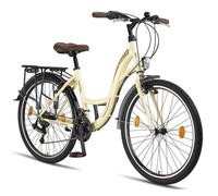 Licorne Bike Stella Premium City Bike 24,26 et 28 pouces - Vélo pour filles, garçons, hommes et femmes - Dérailleur Shimano 21 vitesses - Vélo hollandais, Garçon, beige, 26