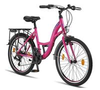 Licorne Bike Stella Premium City Bike 24,26 et 28 pouces - Vélo pour filles, garçons, hommes et femmes - Dérailleur Shimano 21 vitesses - Vélo hollandais, Garçon Femme, Rose, 24
