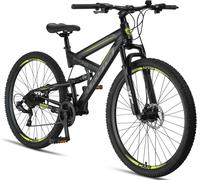 Licorne Bike Strong 2D Premium Mountainbike Shimano,Farbe:Schwarz/Lime;Zoll:29.00
