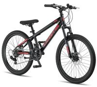 Licorne Bike Thunder Premium VTT de 20, 24, 26, 27,5 et 29 ", pour filles, garçons, hommes et femmes, freins à disque (noir/rouge, 61 cm)