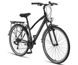 Licorne Bike Vélo de randonnée de qualité supérieure de 28 pouces - Vélo pour hommes, garçons, filles et femmes - Dérailleur Shimano 21 vitesses - Vélo de ville - Vélo pour hommes - L-V-ATB - Noir