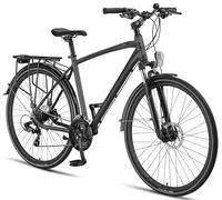 Licorne Bike Vélo de trekking de qualité supérieure 28" avec frein à disque en aluminium - Pour garçons, filles, femmes et hommes - 21 vitesses - VTT - Vélo cross (homme, anthracite)