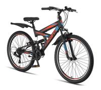 Licorne Bike Vélo VTT Premium Vélo [26, Noir/Bleu/Orange]