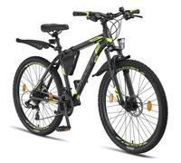 Licorne Bike VTT 26 Pouces Haut de Gamme - Double Frein à Disque, Performance Tout-Terrain, (Noir/Vert Citron 26)