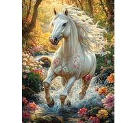 Licorne Blanche à la Cascade de Montagne 300 Pièces Puzzle Adolescent en Carton Anti-Déchirure Difficulté Moyenne Activité Éducative Jeu De Société Cadeau Anniversaire Pas Cher 300 PCS
