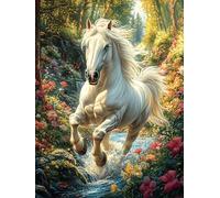 Licorne Blanche à la Cascade de Montagne 300 Pièces Puzzle Famille en Carton Haute Densité Difficulté Moyenne Activité Familiale Anti-Stress Loisir Créatif Jeu De Société Premium 300 PCS