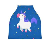 Licorne Blanche Bleue Housse de Canopée de Siège de Voiture pour Poussette Bébé Dais Siège-Auto Couverture D'Allaitement Pare-Soleil Respirant Extensible pour Garçons Filles