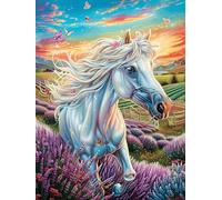 Licorne Blanche dans la Prairie Fleurie 500 Pièces Puzzle pour Ado en Carton Anti-Déchirure Facile Débutant Jeu De Société Soirée Entre Amis Cadeau Anniversaire Petit Prix 500 PCS