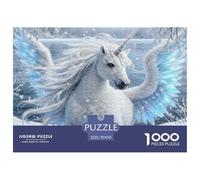 Licorne Blanche Majestueuse Puzzle 1000 Pièces Papier Jeu de Puzzle 1000 Pièces Scène Fantaisie Glacée Adultes Relaxation Concentration Cadeau Famille Décor 70x50cm/1000pcs