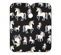 Licorne Blanche Mignonne Noire Unisexe Capes De Coiffeur De Salon Pleine Longueur Cape De Coiffure Résistant Aux Taches Robe De Coiffure Pour Coupe Et Coloration Usage Domestique 168X140Cm