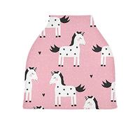 Licorne Blanche Rose Housse de Canopée pour Poussette,Siège de Voiture pour Bébé Dais Siège Auto Couverture D'Allaitement Pare-Soleil Respirant Extensible pour Bébé