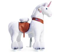 PonyCycle Classique Modèle U Monter sur la Licorne Animal Qui Marche Peluche Licorne d'équitation sur Roues (avec Frein et Son/Hauteur 108 cm/Taille 5 pour Âge 7+) Licorne Blanc Ux504