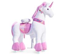 PonyCycle Classique Modèle U Monter sur la Licorne Animal Qui Marche Peluche Licorne d'équitation sur Roues (avec Frein et Son/Hauteur 108 cm/Taille 5 pour Âge 7+) Licorne Rose Ux502