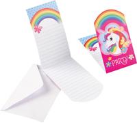 Licorne Cartes d'invitation anniversaire enfant 8 pièces multicolores