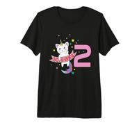 Licorne Chat 2ème Anniversaire I am 2 Years T-Shirt Haut de Gamme