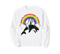 Licorne chevauchant Orque Baleine Arc-en-Ciel drôle Licorne Sweatshirt