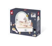 Janod - Coiffeuse de table Unicorn - Bois, miroir, tiroir, 7 accessoires - Blanc - Dès 3 ans