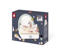 Janod - Coiffeuse de table Unicorn - Bois, miroir, tiroir, 7 accessoires - Blanc - Dès 3 ans