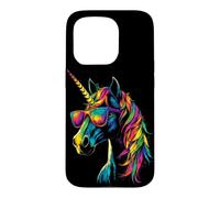 Licorne Coloré Arc-en-Ciel Cavalière Chevaux Équitation Coque pour iPhone 15 Pro
